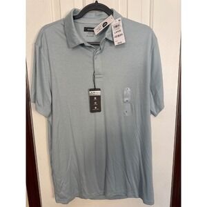 Alfatech Alani Polo‎ Shirt Stretch Solid Blue Casual Top Mens Large